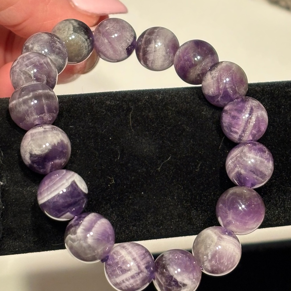 12mm natural dream amethyst Beaded Bracelet